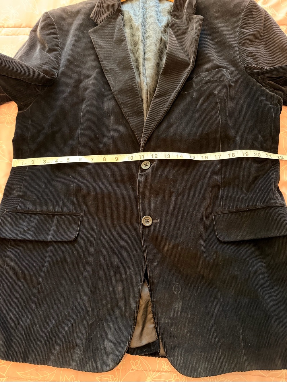 Stafford Men's Classic Fit Sport Coat Jacket, 44L Black Cotton Corduroy EUC - Picture 7 of 13
